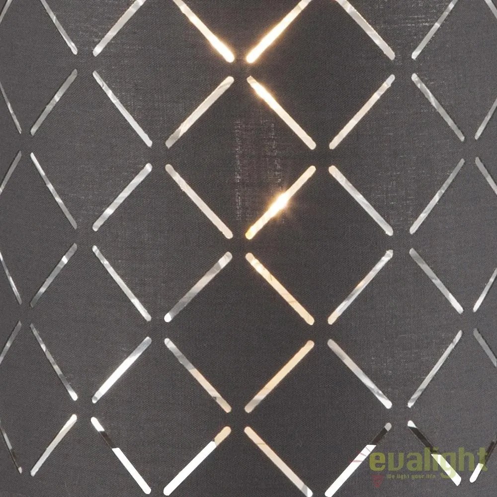Lampadar elegant cu abajur din tesatura gri cu argintiu, Kidal 15228S1 GL