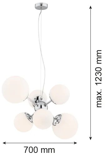 Lustră pe cablu SATELITE 6xE27/15W/230V crom lucios Argon 2531