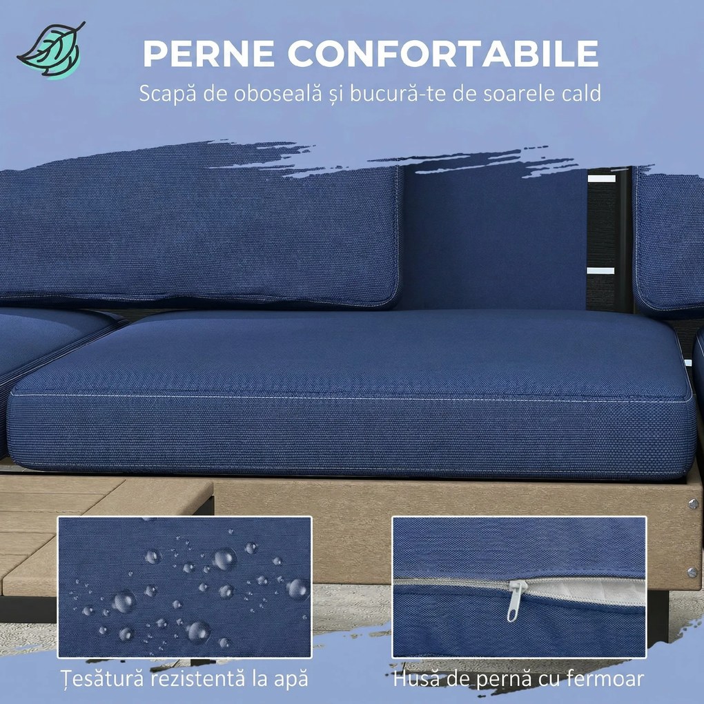 Outsunny Set de Mobilier de Gradina cu 3 Piese, cu Canapea | Aosom Romania