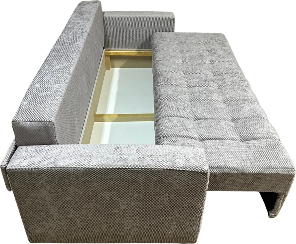 Canapea ZARA extensibila, 3 locuri, cu lada de depozitare, stofa gri lila , 220x95x80 Gri Lila, Stofa, 220 cm