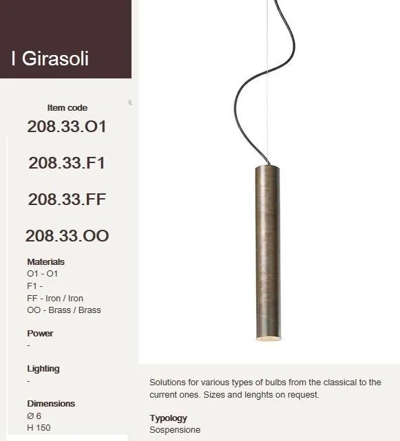 Pendul clasic antique brass diametru 6cm, H-150cm I Girasoli 208.33
