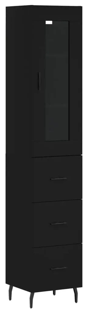 3199250 vidaXL Dulap înalt, negru, 34,5x34x180 cm, lemn prelucrat