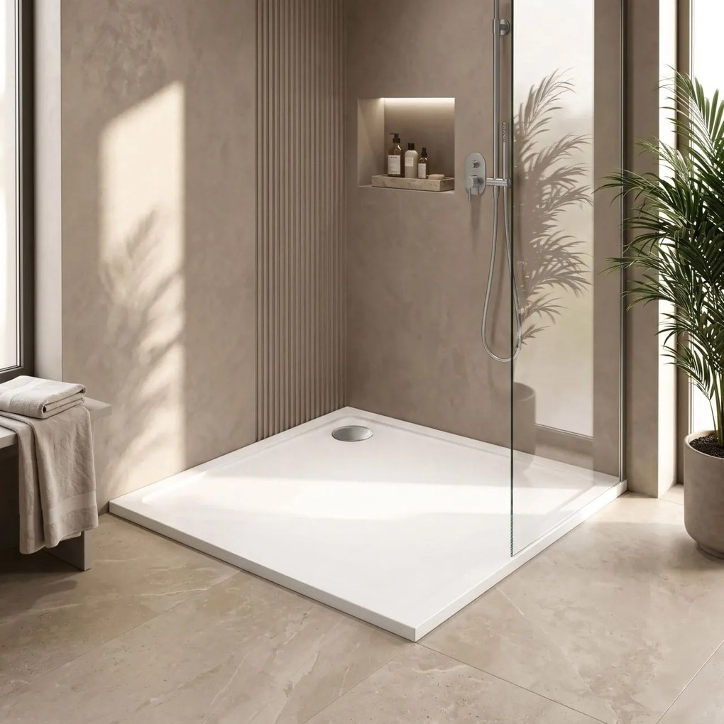 Cada pentru dus din acril Rea Savoy alb 80x80