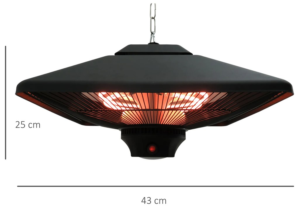 Lampa pentru Incalzire la Exterior cu Lumini LED, lampa pentru balcon, terasa Putere 1000/2000W si Telecomanda, 43x43x25cm Outsunny | Aosom RO