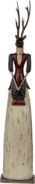 Figurină decorativă vintage cerb din metal, 17x10xH86 cm