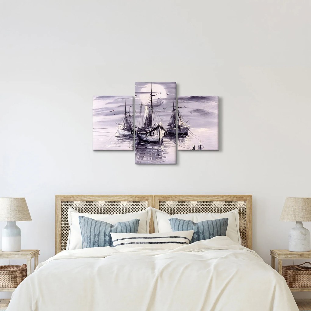 Tablou - Port marin, pictură în ulei (90x60 cm)