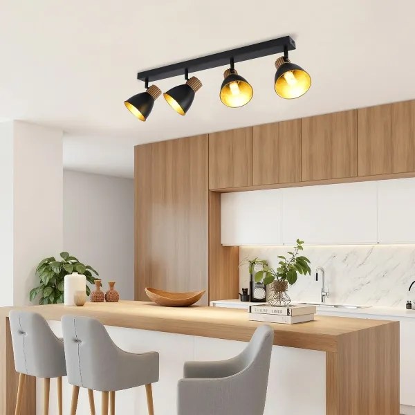 Brilagi - Corp de iluminat cu spoturi ODENSE 4xE14/10W/230V lemn/negru