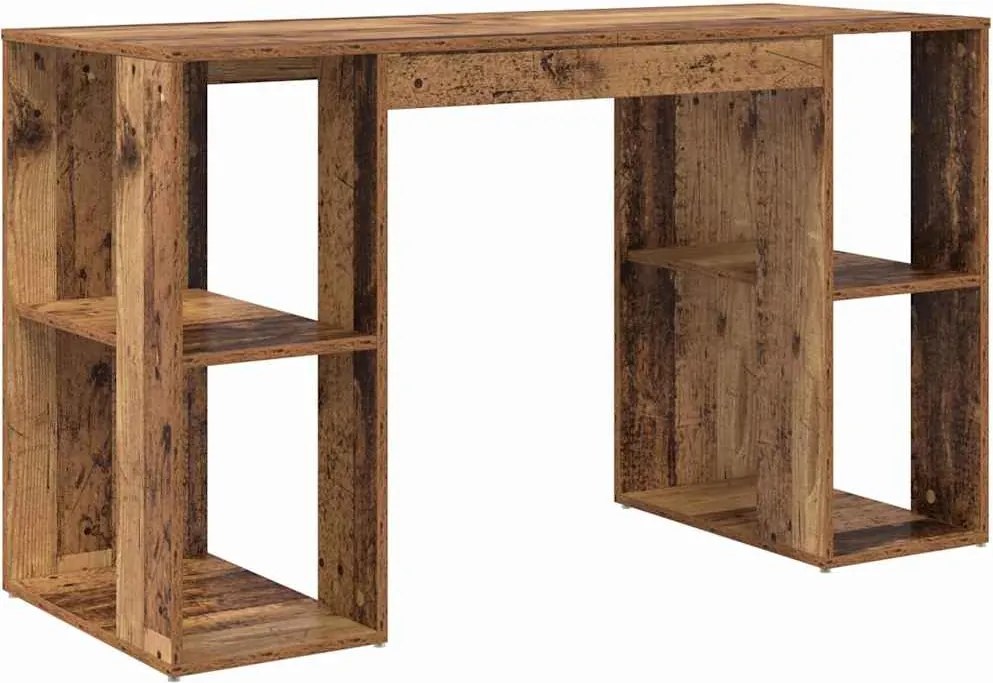 vidaXL Birou cu raft Lemn Vechi 130 x 50.5 x 75 cm Lemn compozit