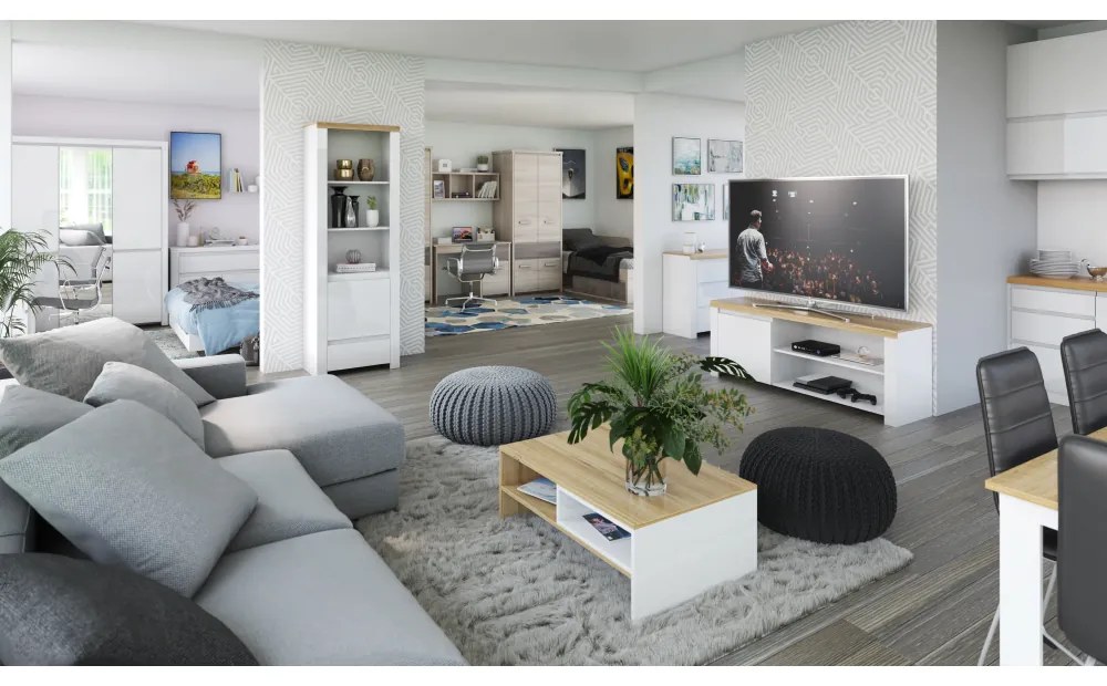 Măsuță TV VILGO 1D160, alb lucios