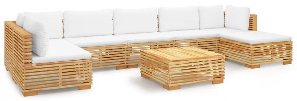3100909 vidaXL Set mobilier grădină cu perne, 8 piese, lemn masiv de tec