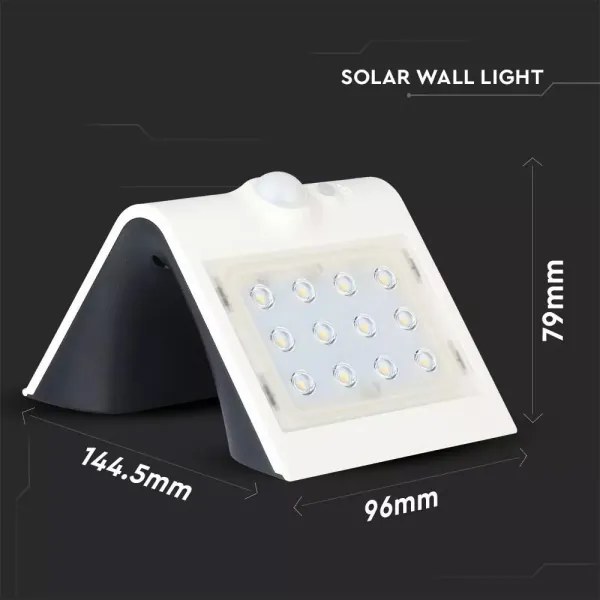 LED Aplică perete solară cu senzor LED/1.5W/3,7V IP65 alb