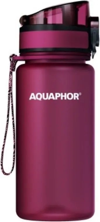 Sticla cu filtru pentru apa Aquaphor City 160028, 350 ml, Tritan, Carbune activ, Aqualen, Capac cu inchidere, Cherry