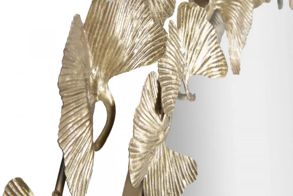 Oglinda decorativa aurie cu rama din metal, ∅ 87 cm, Glam Butterflies Mauro Ferretti