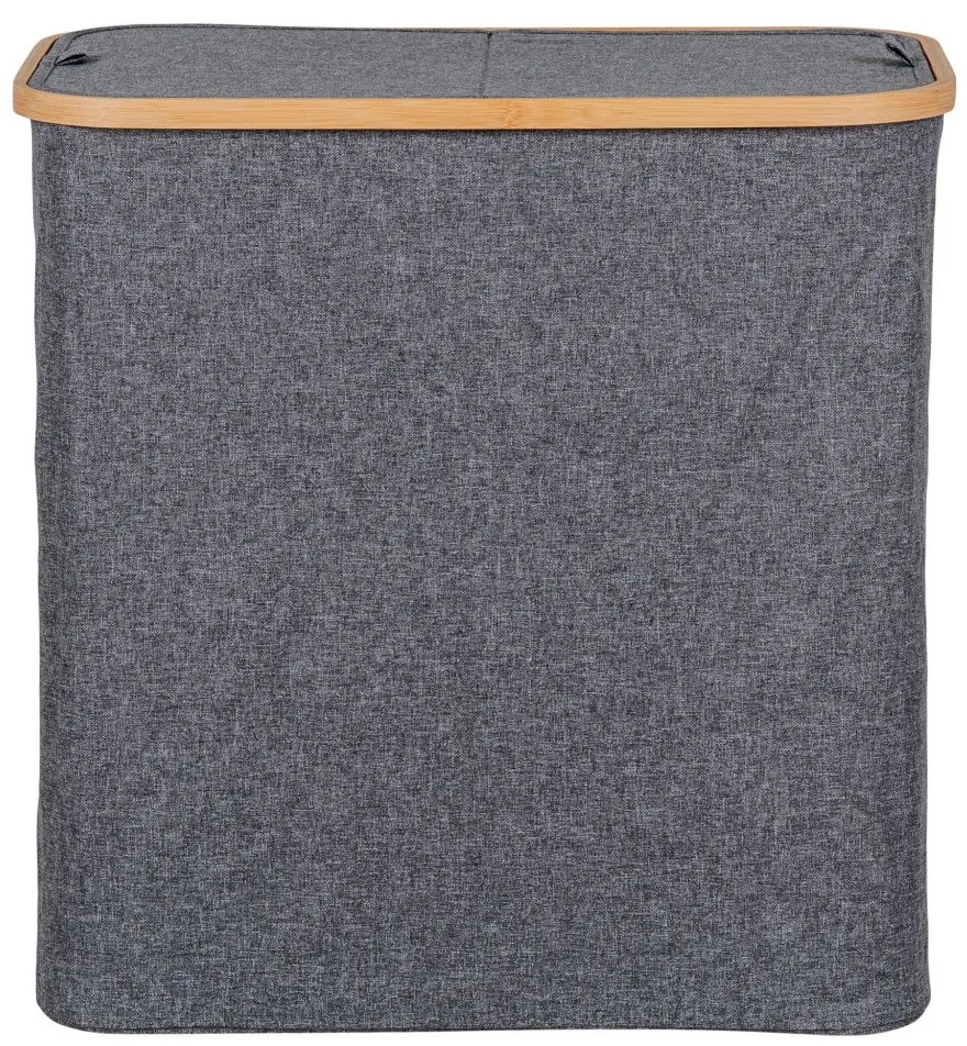 Coș de rufe Noto, bambus, textil, gri închis, 54x33x54 cm