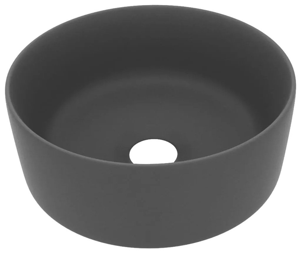 Chiuveta baie lux, gri inchis mat, 40x15 cm, ceramica, rotund matte dark grey