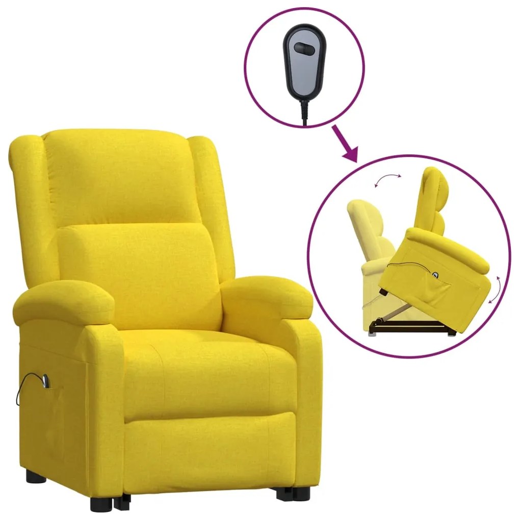 3124822 vidaXL Fotoliu cu ridicare, galben, material textil