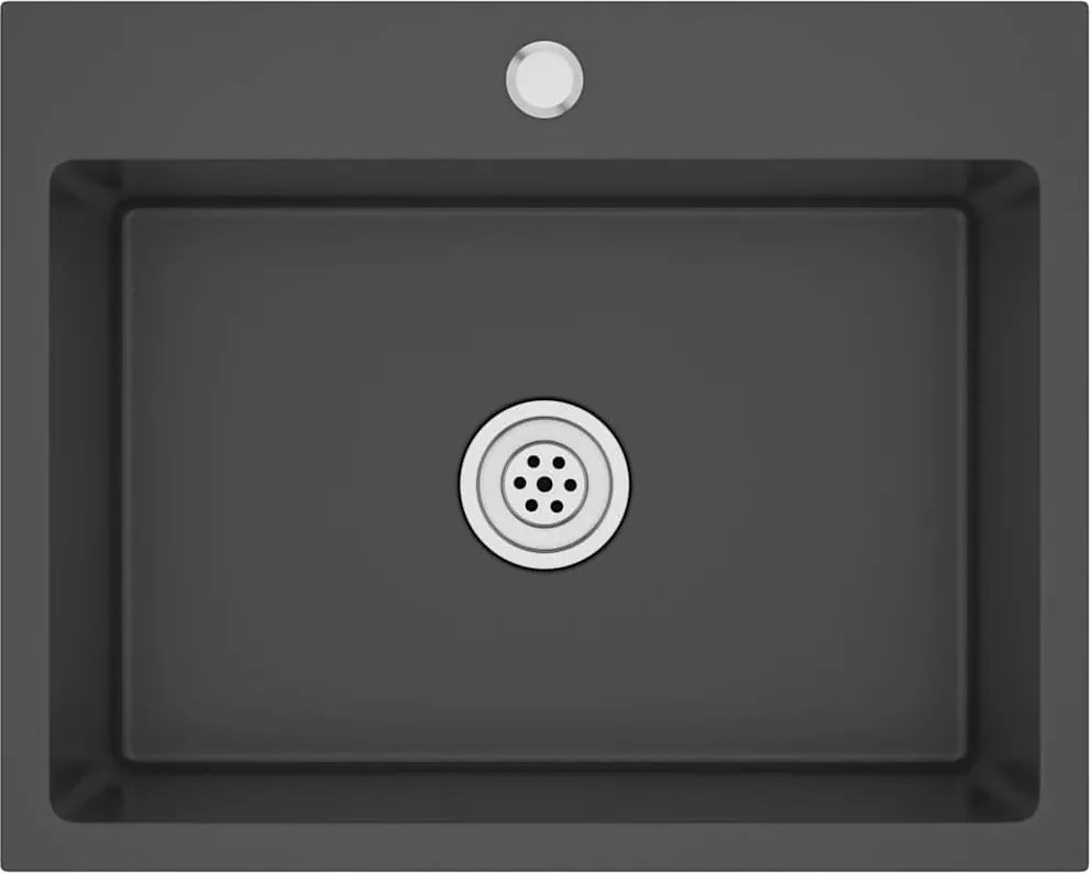 vidaXL Chiuvetă de bucătărie lucrată manual, negru, oțel inoxidabil