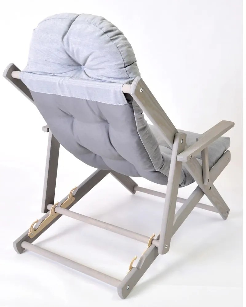 Șezlong de grădină gri din lemn pliabil Borneo – Rojaplast