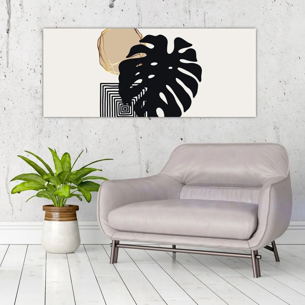 Tablou - Abstracție cu frunze tropicale N⁰2 (120x50 cm)