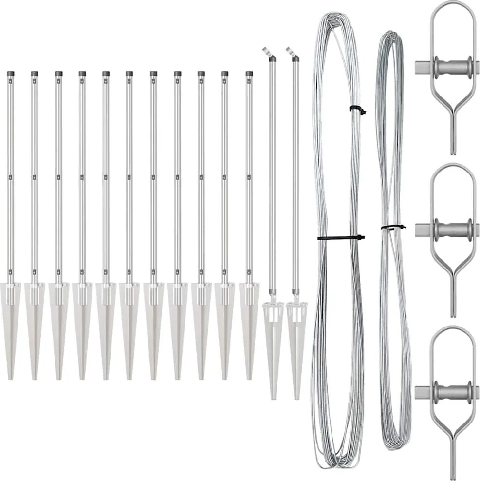vidaXL Stâlp de gard. 13 pcs Argintiu Oțel