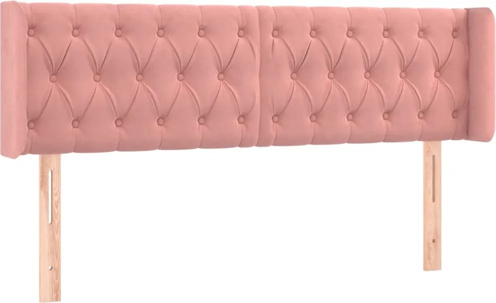 vidaXL Tăblie de pat cu aripioare roz 163x16x78/88 cm catifea