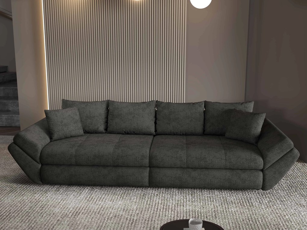 Canapea extensibilă dumonde cu ladă de depozitare si sezut confortabil din spuma high-density, Loana Enjoy Negru 300x100 cm