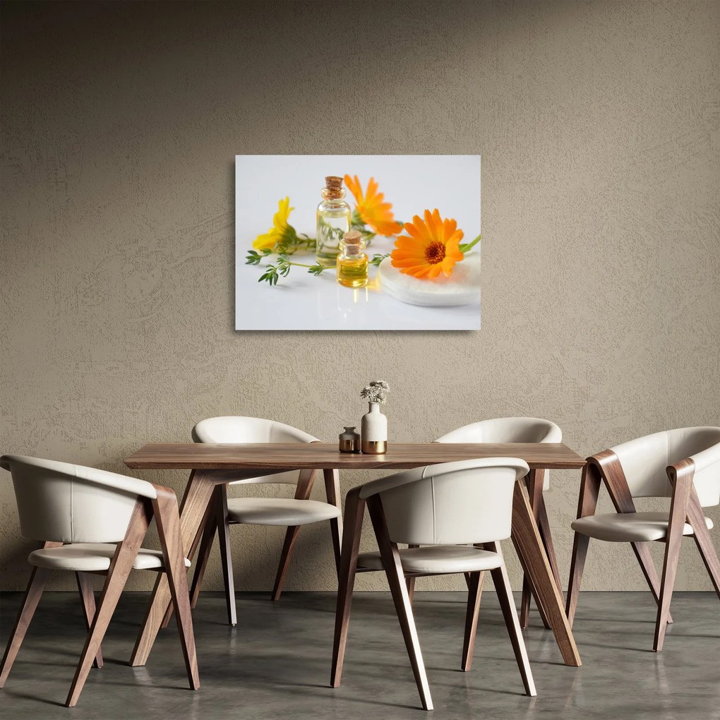 Tablou pe sticlă cu flori portocalii (70x50 cm)