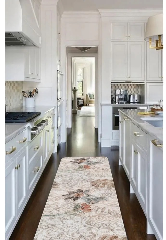 Covor tip traversă bej lavabil 58x140 cm Vintage Garden – Oyo Concept