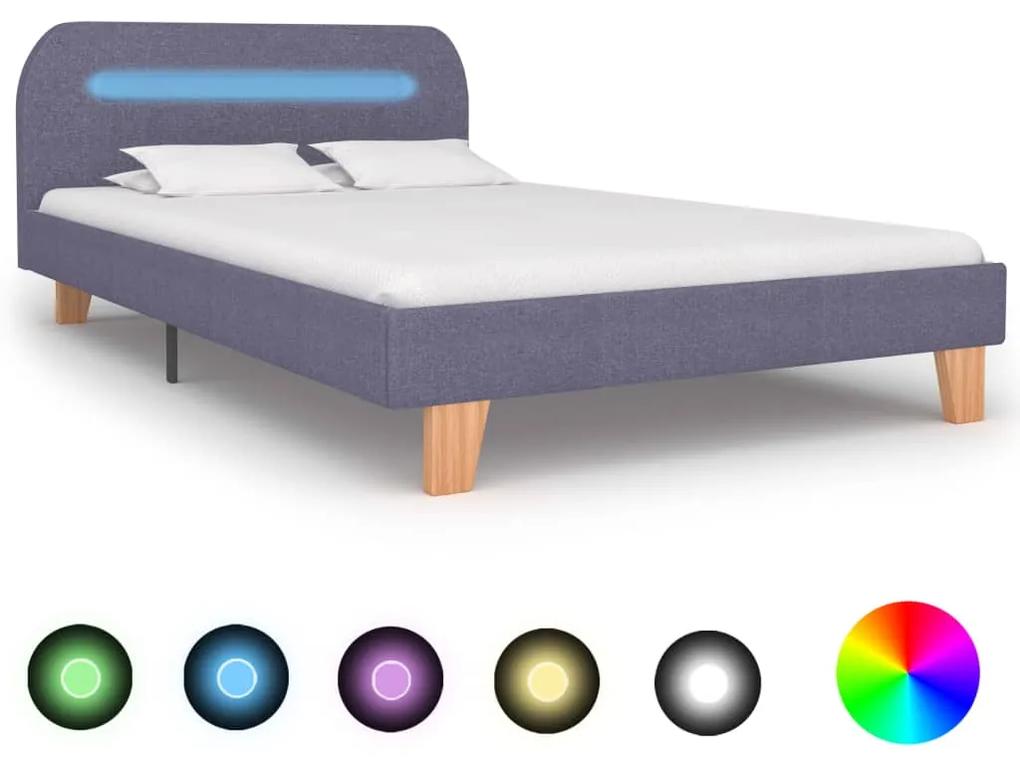 280897 vidaXL Cadru pat cu LED-uri, gri deschis, 120x200 cm, material textil