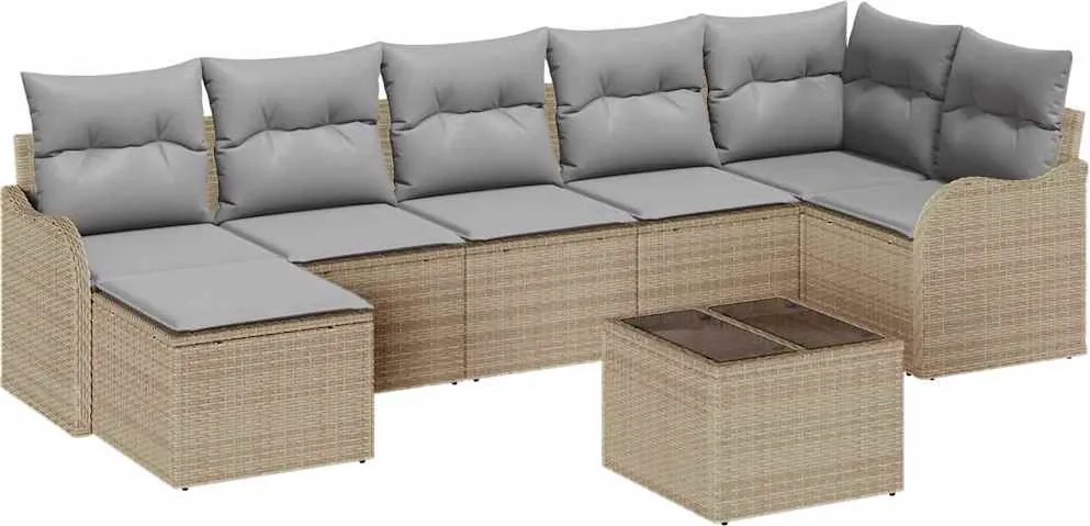 vidaXL Set de canapele pentru grădină 8 pcs bej și gri deschis