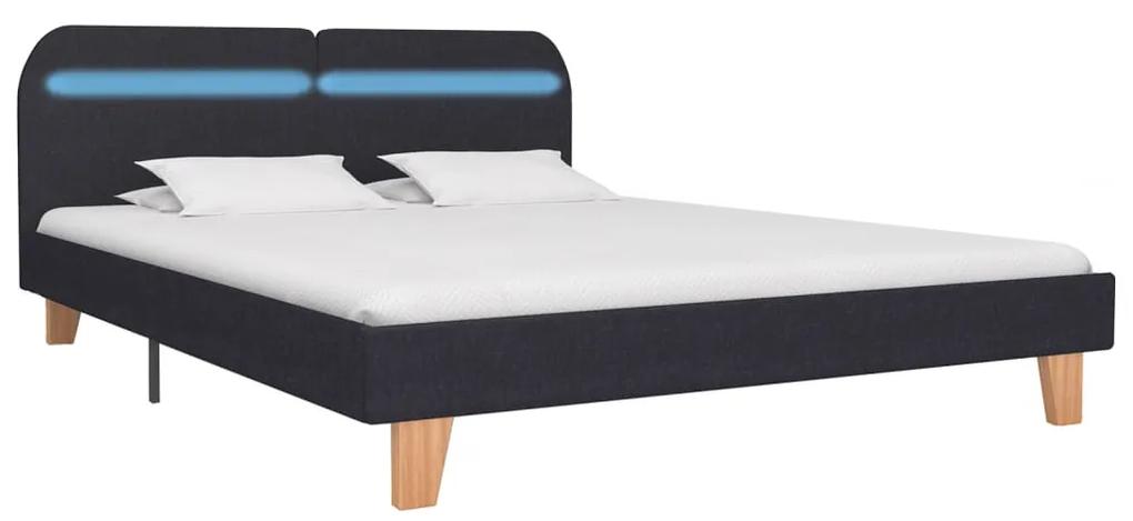 280894 vidaXL Cadru pat cu LED-uri, gri închis, 160x200 cm, material textil