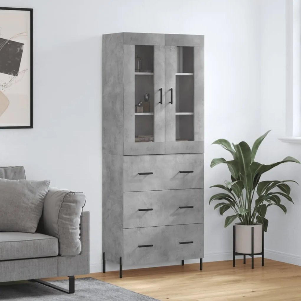 vidaXL Dulap înalt, gri beton, 69,5x34x180, lemn compozit