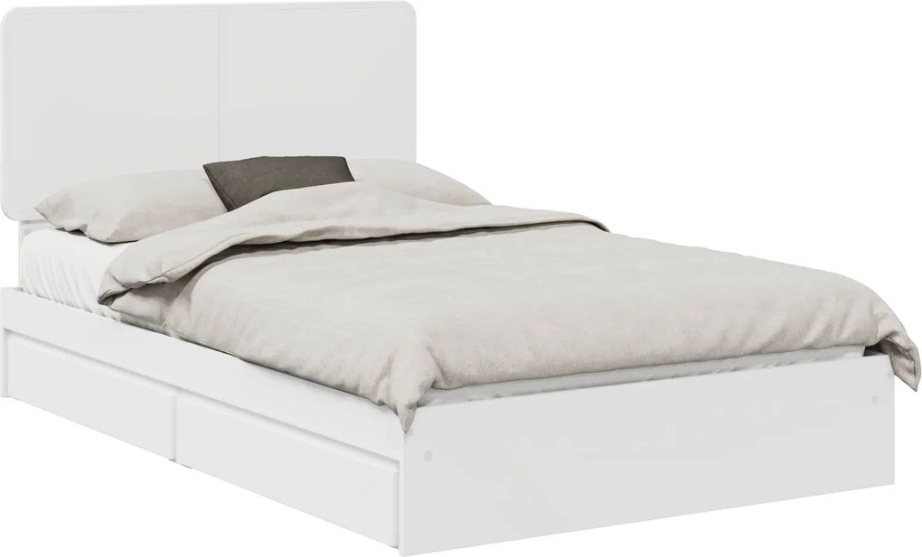 vidaXL Pat cu storage cu headboard Alb 120 x 190 cm Lemn compozit
