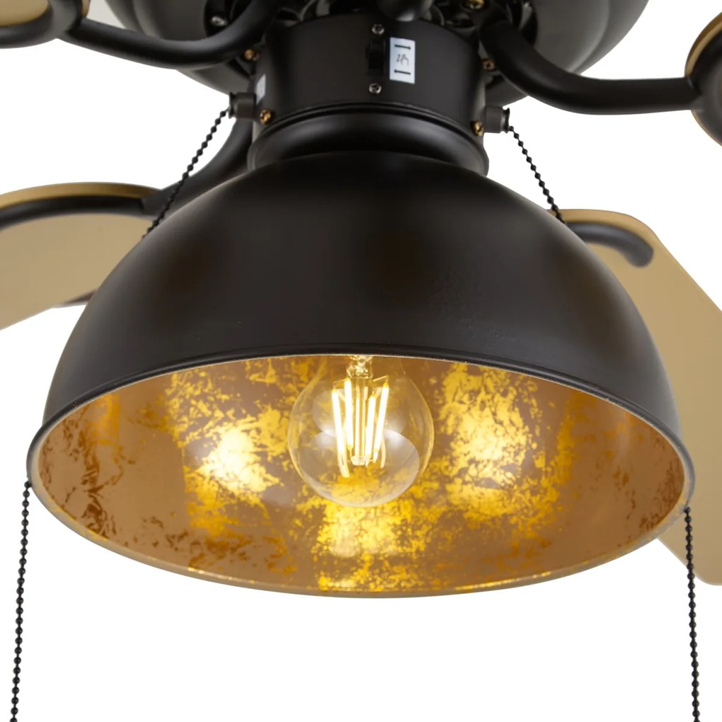 Ventilator de tavan negru cu bej 130cm cu întrerupător cu șnur - Mistral Magna