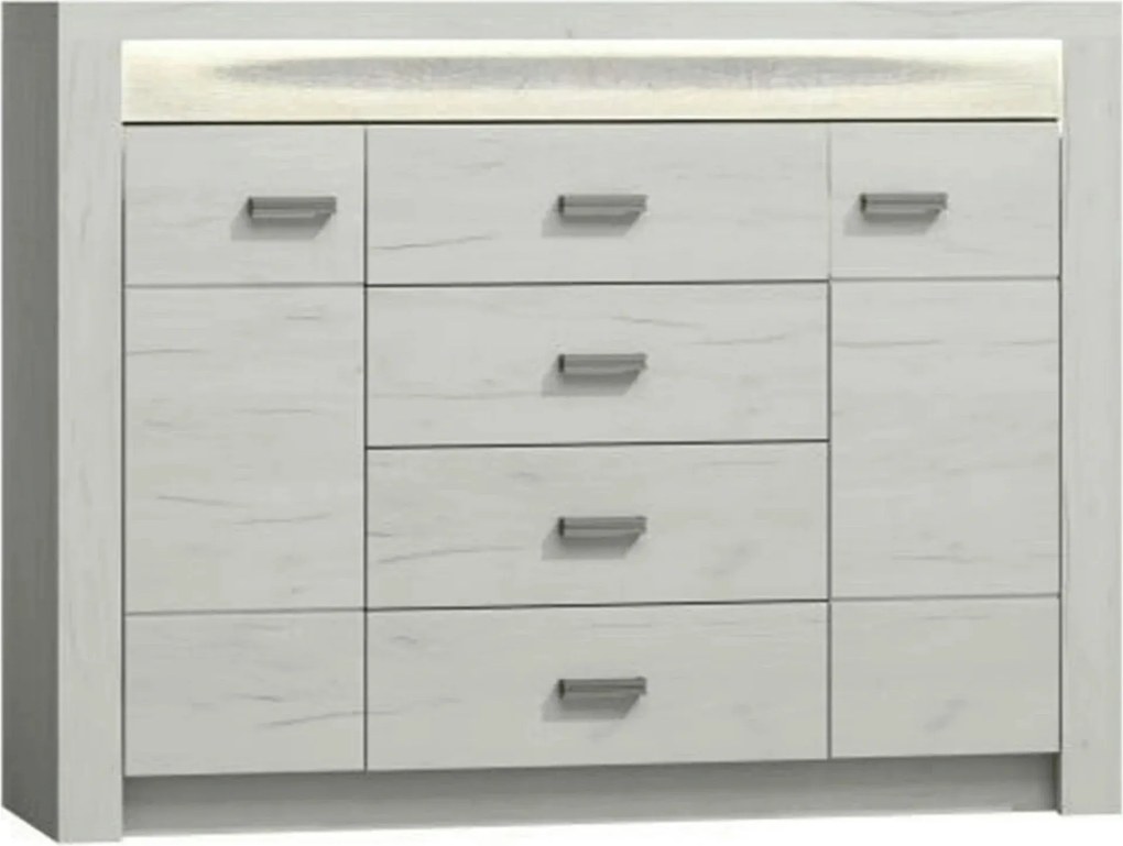 Comoda INFINITY 07, frasin alb, PAL melaminat, 137x42x104 cm