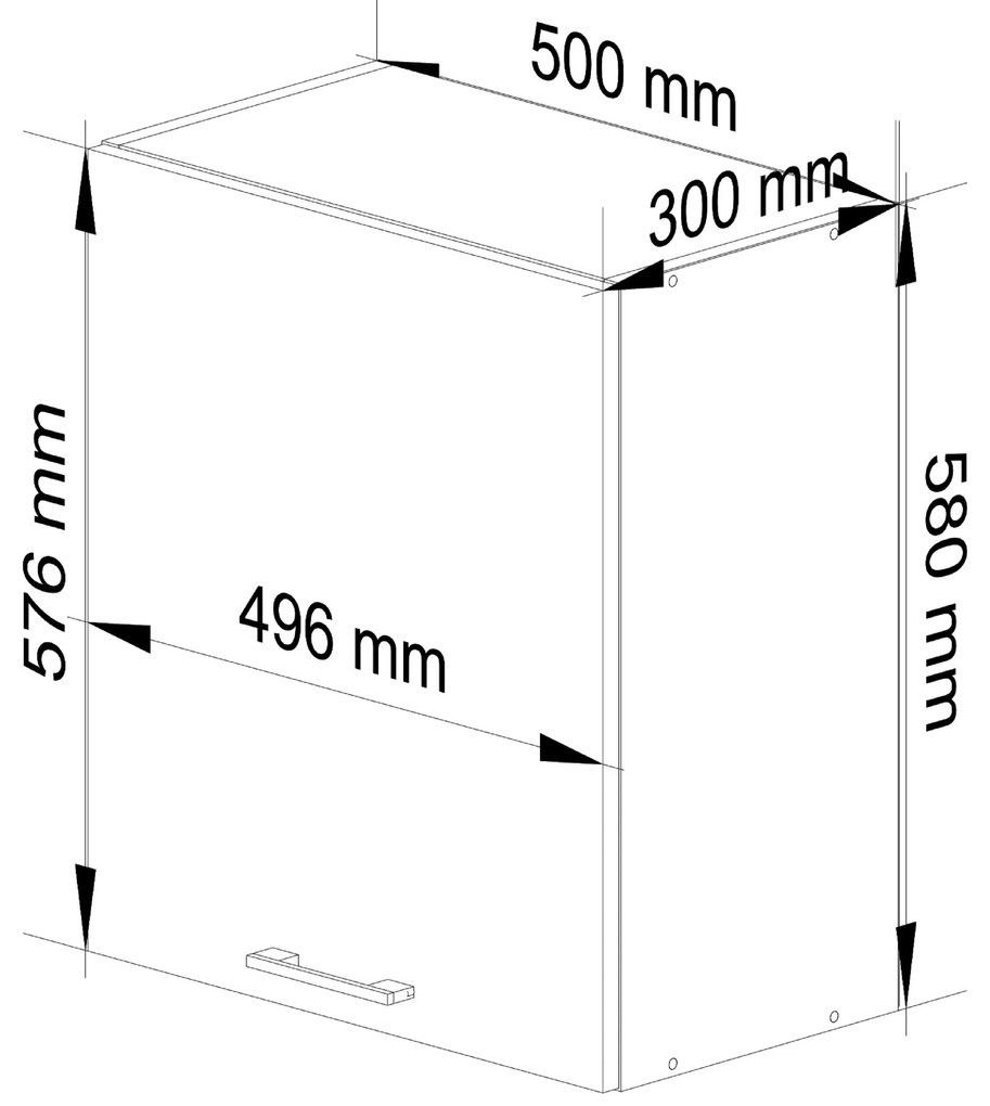 Dulap superior de bucătărie Ozara W50 H580 (Alb). 1069451