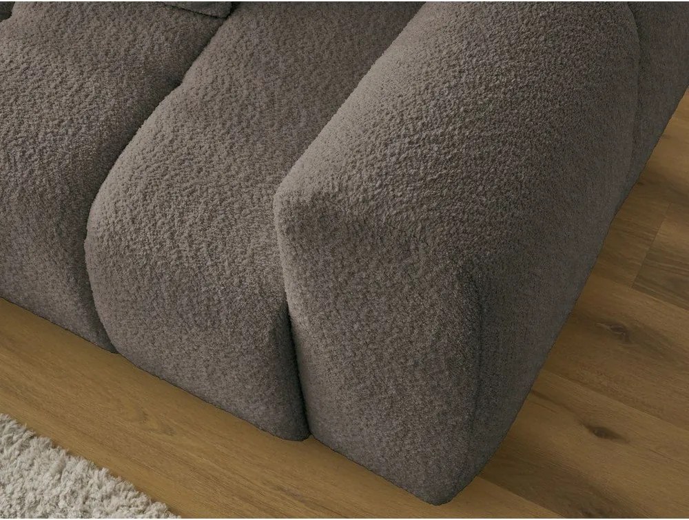 Colțar maro extensibil/cu spațiu de depozitare cu tapițerie din țesătură bouclé (cu colț pe partea stângă/cu șezlong) Roxelane – Bobochic Paris