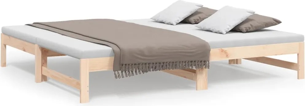 vidaXL Pat de zi extensibil, 2x(90x190) cm, lemn masiv de pin
