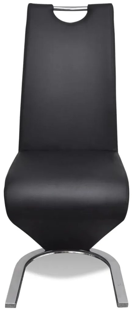 Scaune de bucatarie, 4 buc., negru, piele ecologica 4, Negru, In forma literei U