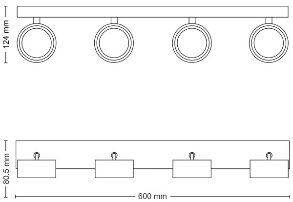 Spot LED BRACIA 4xLED/5,5W/230V negru Philips