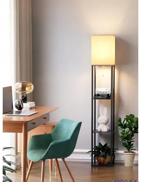Lampă de podea cu polițe 1xE27/40W/230V 160 cm neagră/albă