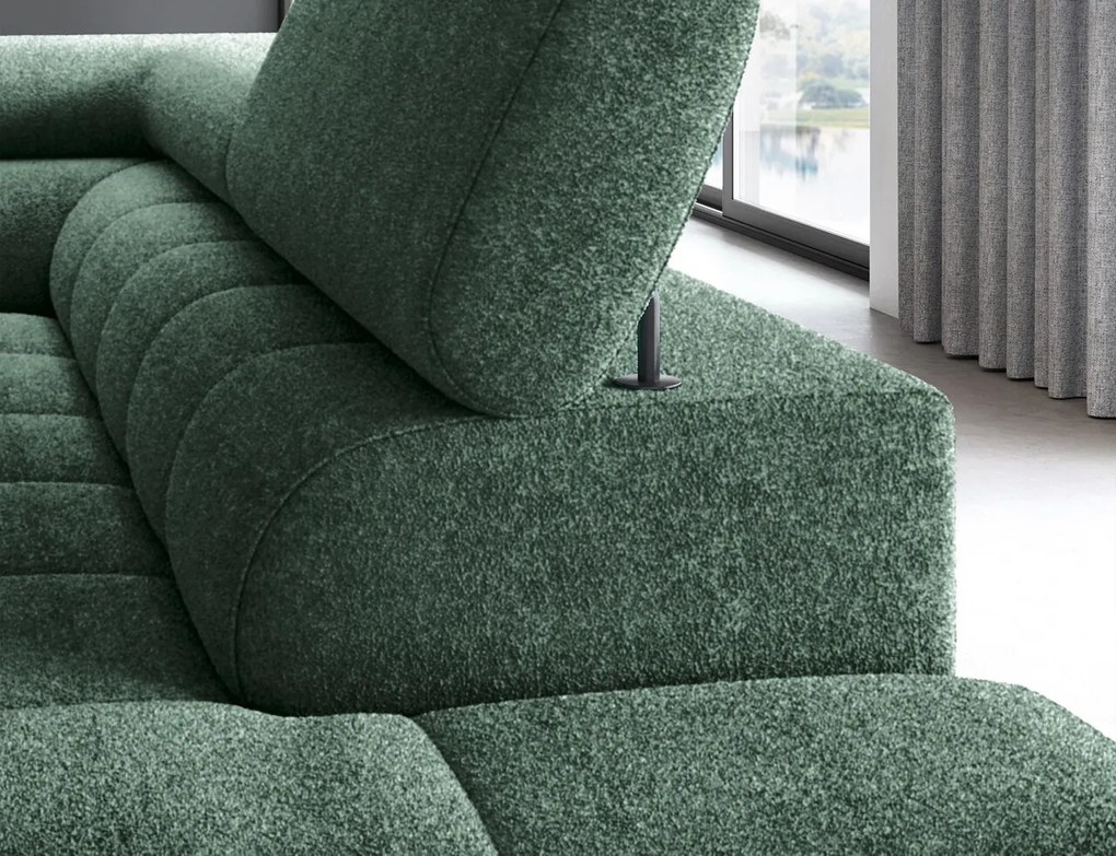 Coltar extensibil dreapta 5 locuri ELTAP, RT-35AMO, Ferucce, 276x200x93 cm, lemn/poliester, verde inchis