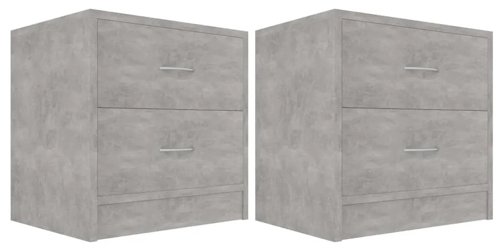 801044 vidaXL Noptiere, 2 buc., gri beton, 40x30x40 cm, lemn prelucrat