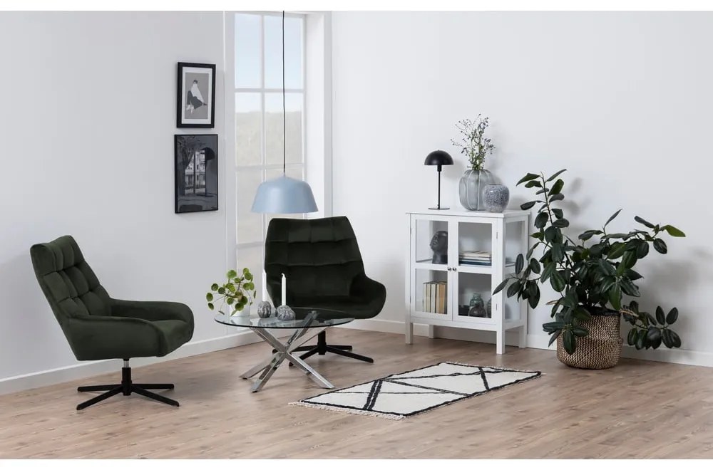 Fotoliu verde pivotant cu tapițerie din catifea Paris – Actona