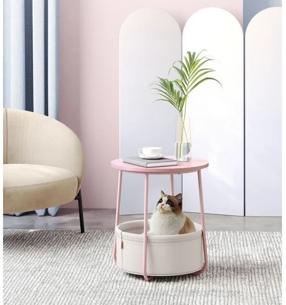 Măsuță laterală NOIRA roz/albă