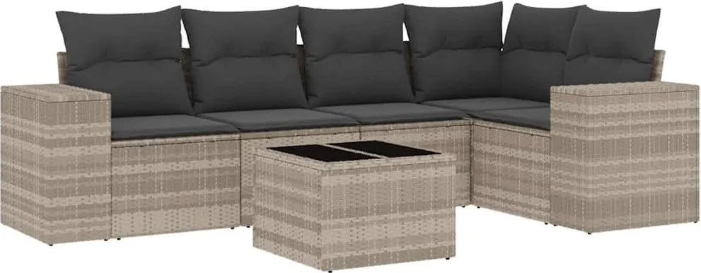 vidaXL Set canapele de grădină cu perne, 6 piese gri deschis poliratan