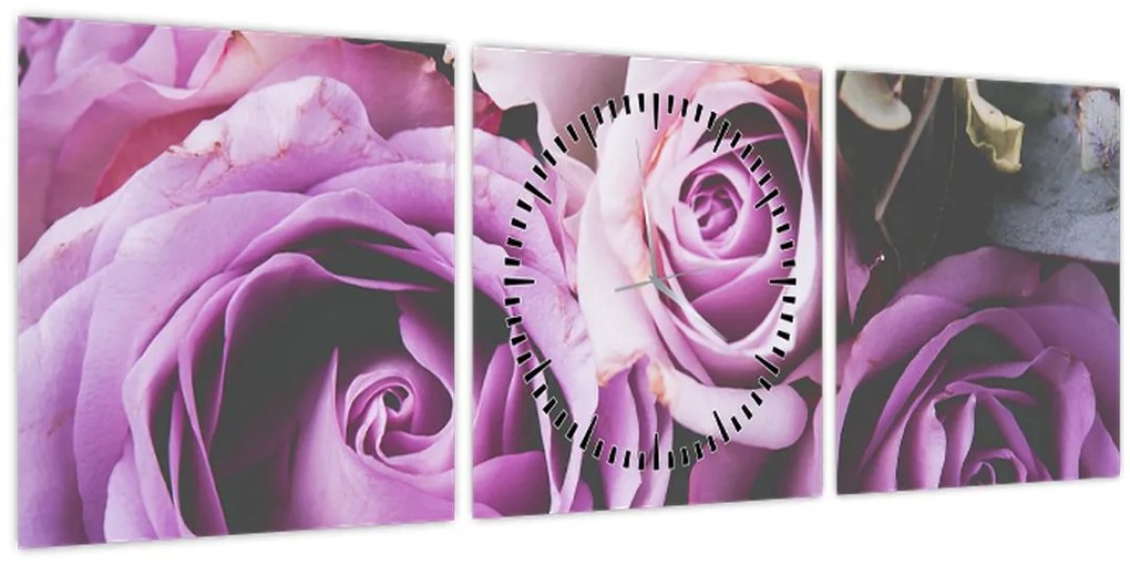 Tablou - Trandafiri (cu ceas) (90x30 cm)