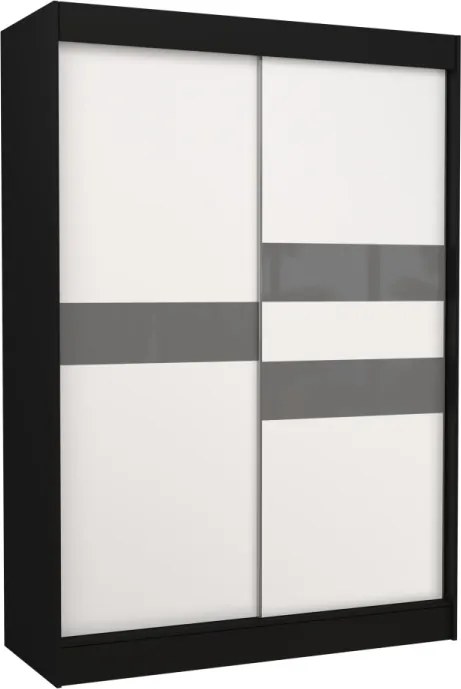 Dulap cu usi glisante 150x215 cm, Batia, ADRK Furniture (Culoare: Alb / Gri Lacobel)