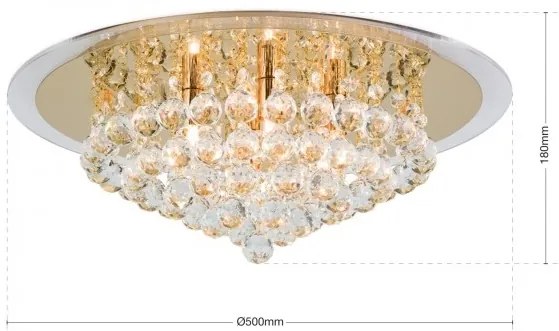 Plafoniera eleganta cristal K9 diam. 50cm Gloria DLU 2378/6/50 gold OR