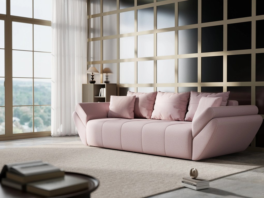 Canapea extensibilă dumonde cu ladă de depozitare si sezut confortabil din spuma high-density, Berlin Enjoy Flamingo 250x100 cm